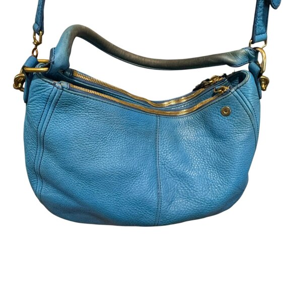 J.Crew Biennial Hobo Pebbled Leather. 100% Leather, Blue. pre owned - Picture 2 of 13